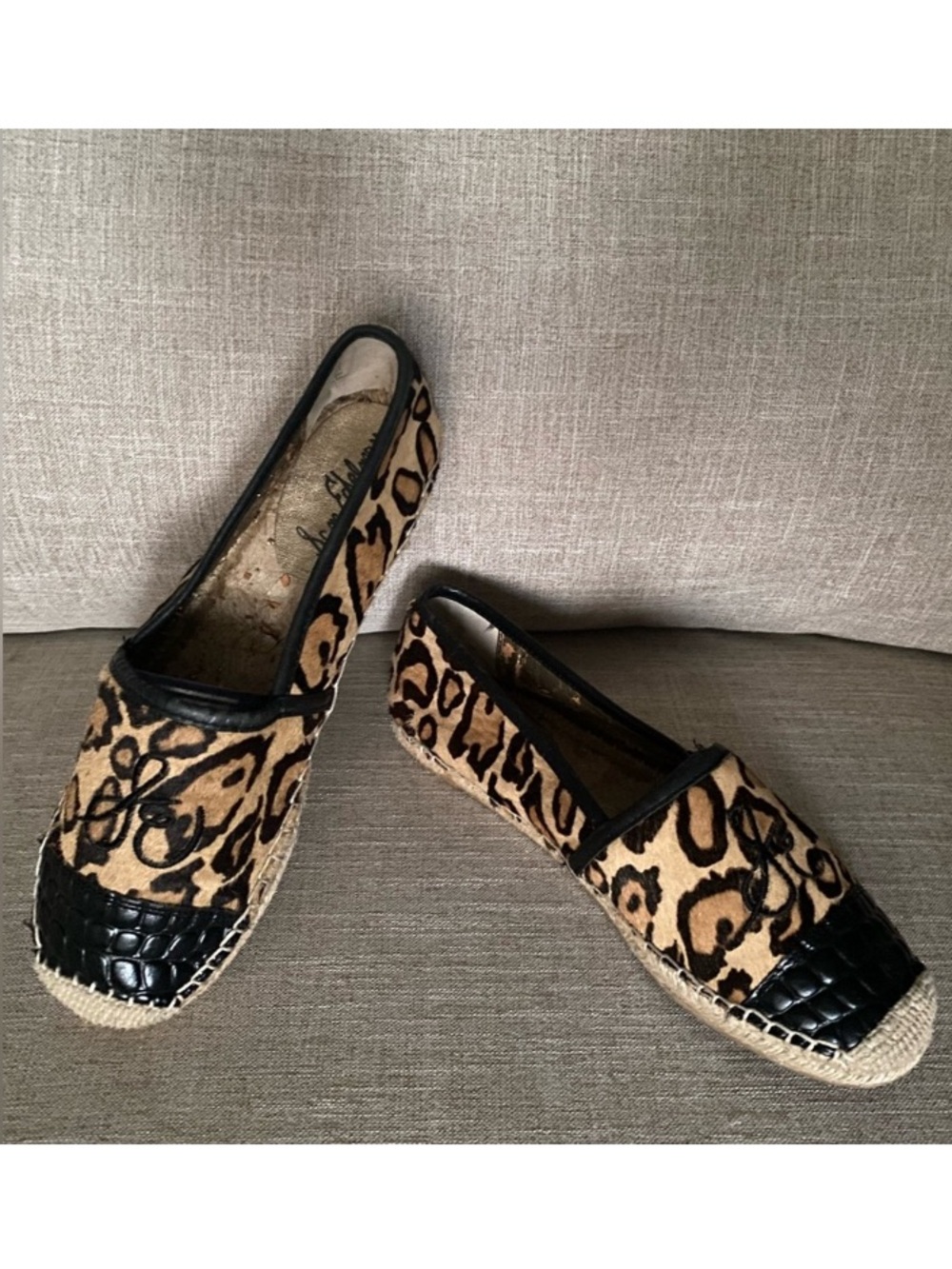 Sam Edelman Lewis Calf Hair Leopard Print Espadrille Casual Chic Resort 8.5 READ